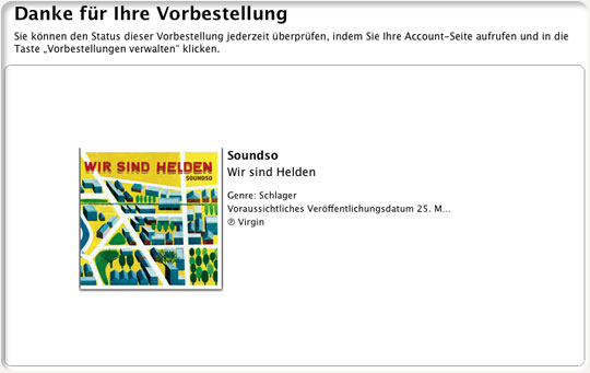 Wir sind Helden als Vorbestellung im iTunes Store