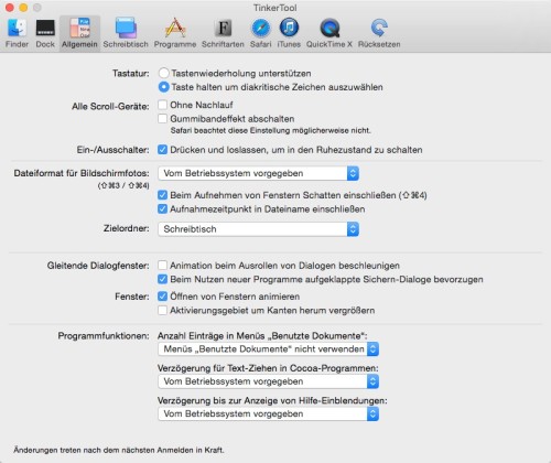 Viele Funktionen in OS X kann man mit dem Terminal an oder ausschalten. Wer sich all die Befehle nicht merken möchte, kann TinkerTool vertrauen. 