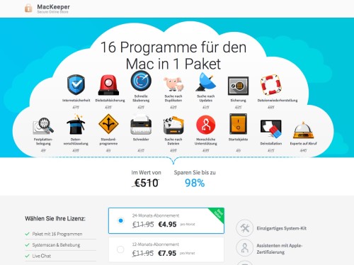 Verspricht das blaue aus den Wolken. 16 Programme die alleine 510 Euro kosten sollen.